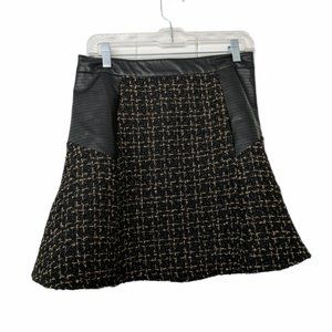 Love Riche Black and Gold Skirt with Faux Leather Size L
